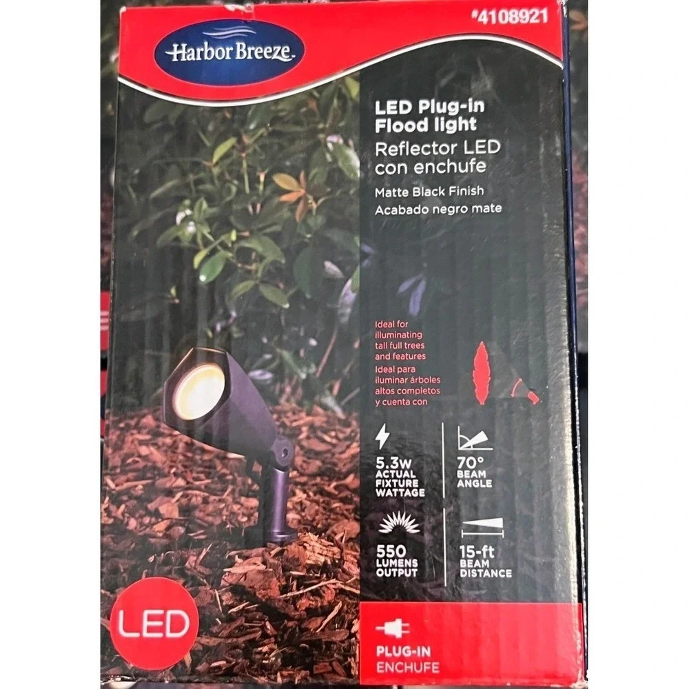 Harbor Breeze LED Plug-In Flood Light Matte Black 550 Lumens #4108921